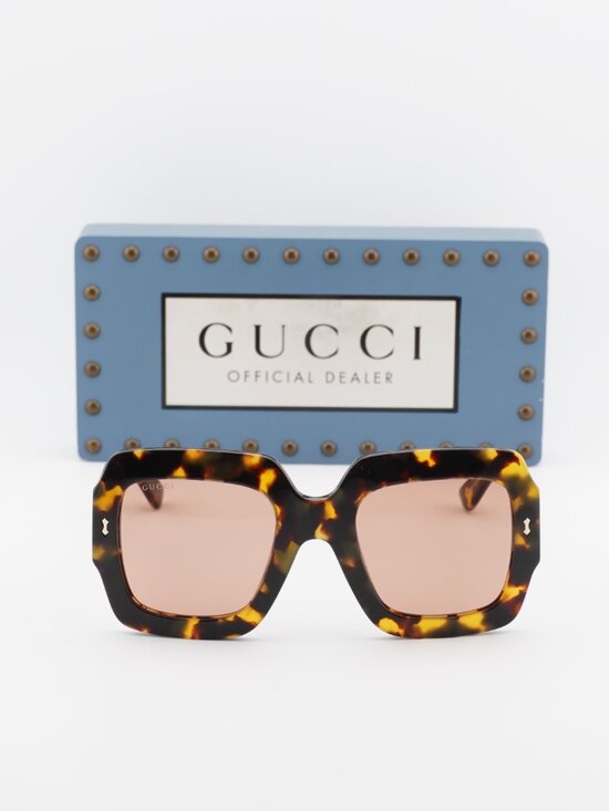Gucci GG1111S 003 Square Sunglasses - Havana/Red main image 7